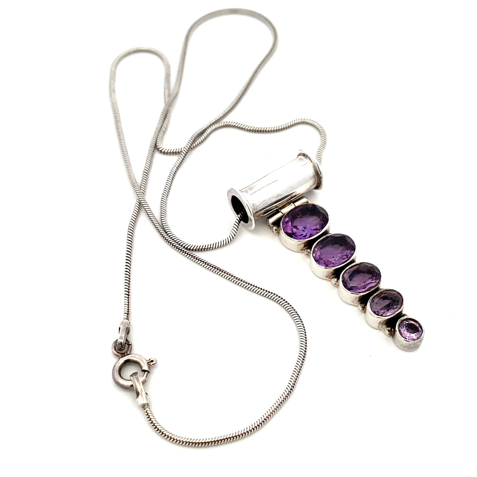Estate Amethyst Pendant Necklace in Sterling Silver (1 of 5)