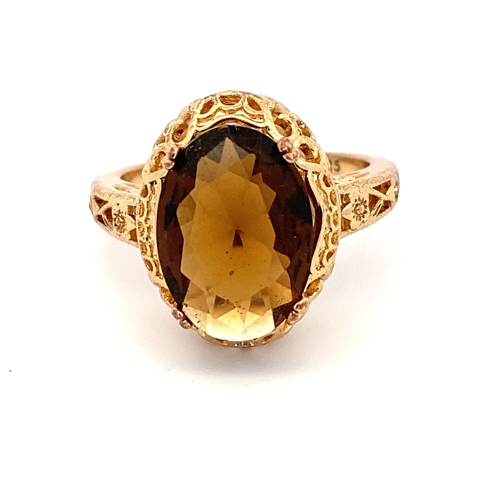 Smoky Quartz Cocktail Ring in Vermeil Sterling Silver (1 of 6)