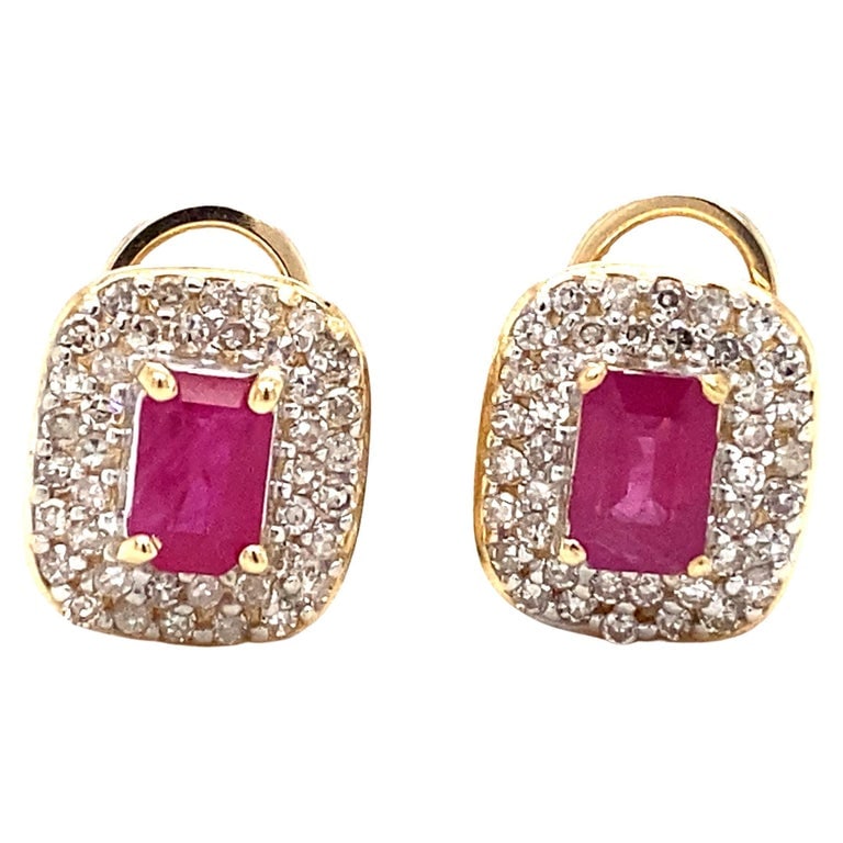 0.60 Carat Ruby and 1 Carat Diamond Earrings in 18 Karat Yellow Gold (1 of 6)