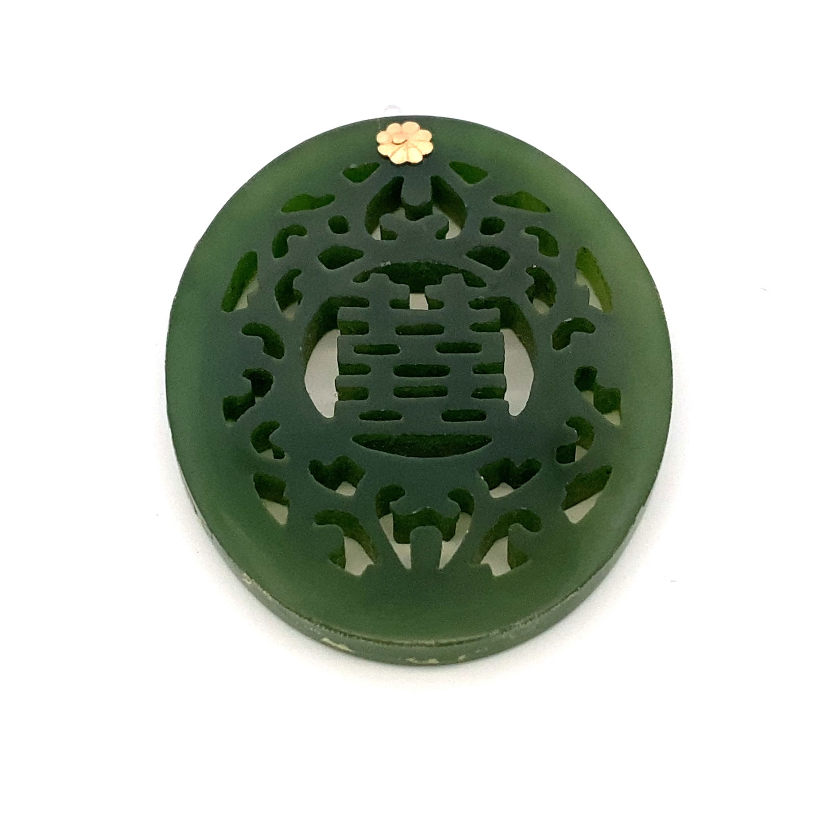 Nephrite Jade Curved Plaque in 14k Yellow Gold: Metal type: 14k yellow gold, Gemstone: Nephrite jade, Design: Curved Plaque, Measure: 2 x 1.25", Weight: 10 grams