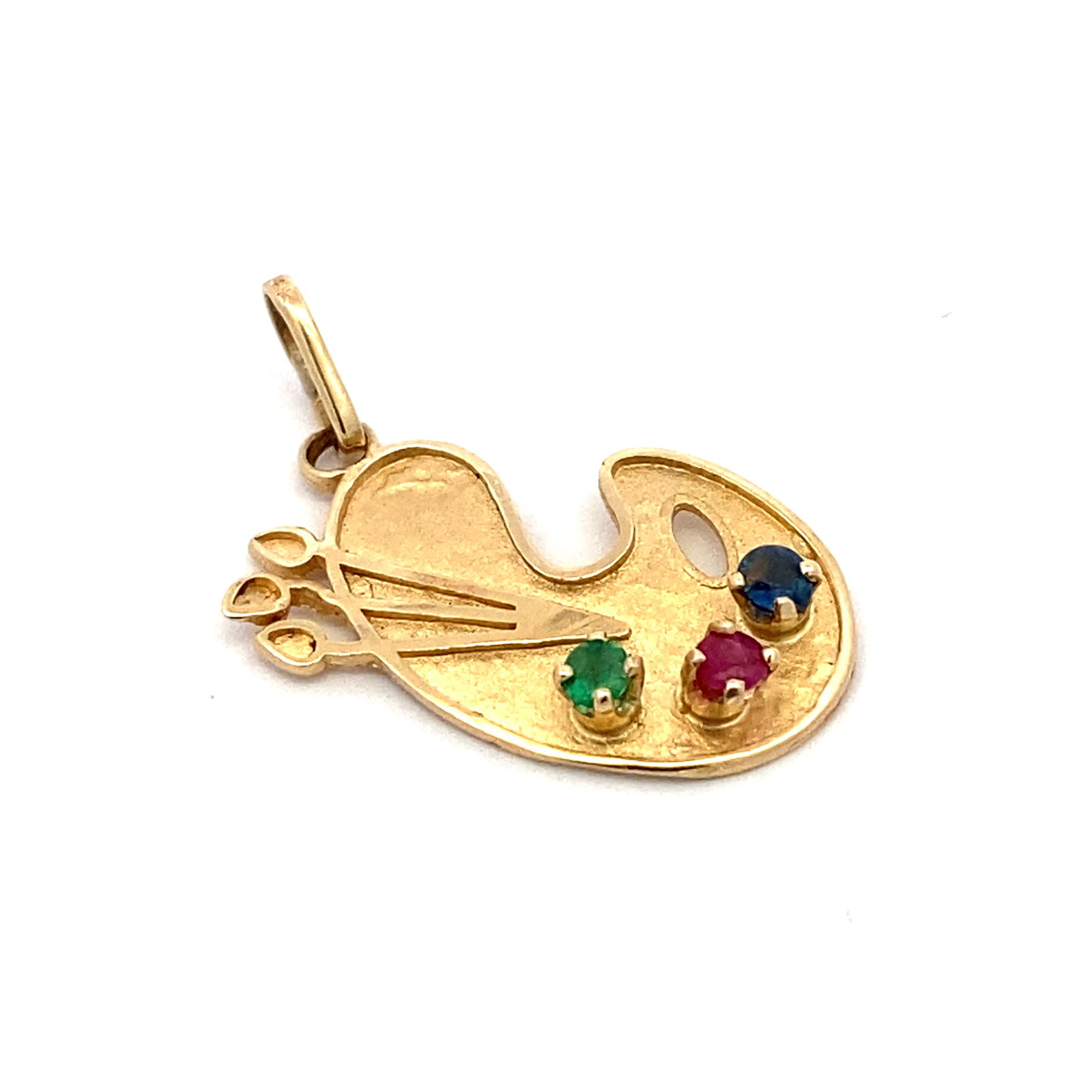 Gemstone Painter's Palette Pendant in 14K Yellow Gold (1 of 5)