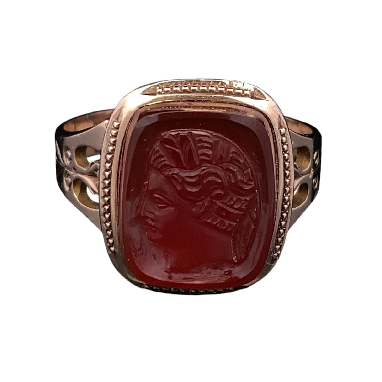 Estate Antique Carved Carnelian Intaglio Ring in 10K Yellow Gold (1 of 6)