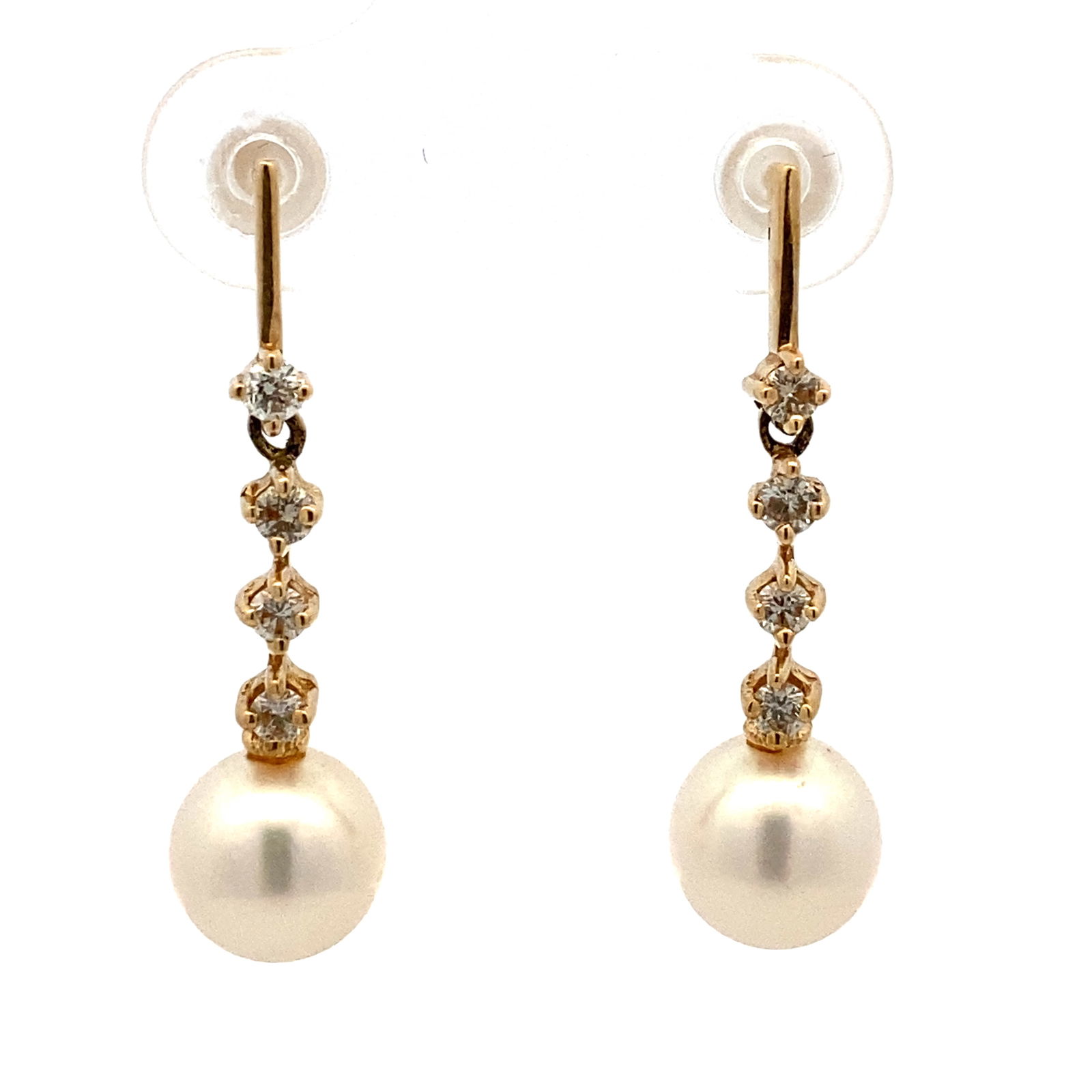 Estate Diamond and Pearl Dangle Earrings in 14K Yellow Gold (1 of 5)