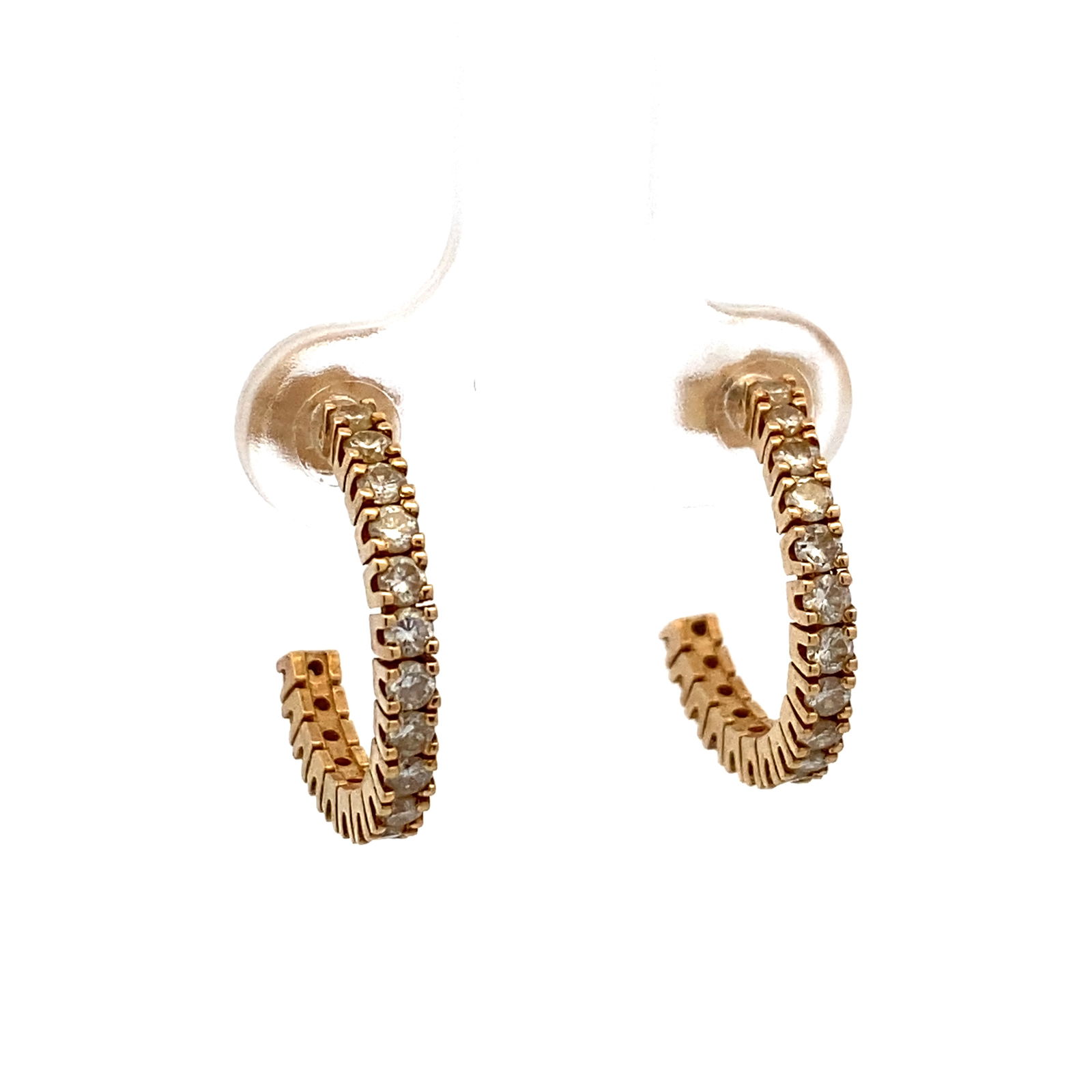 Estate Diamond Hoop Earrings in 14K Yellow Gold (1 of 6)