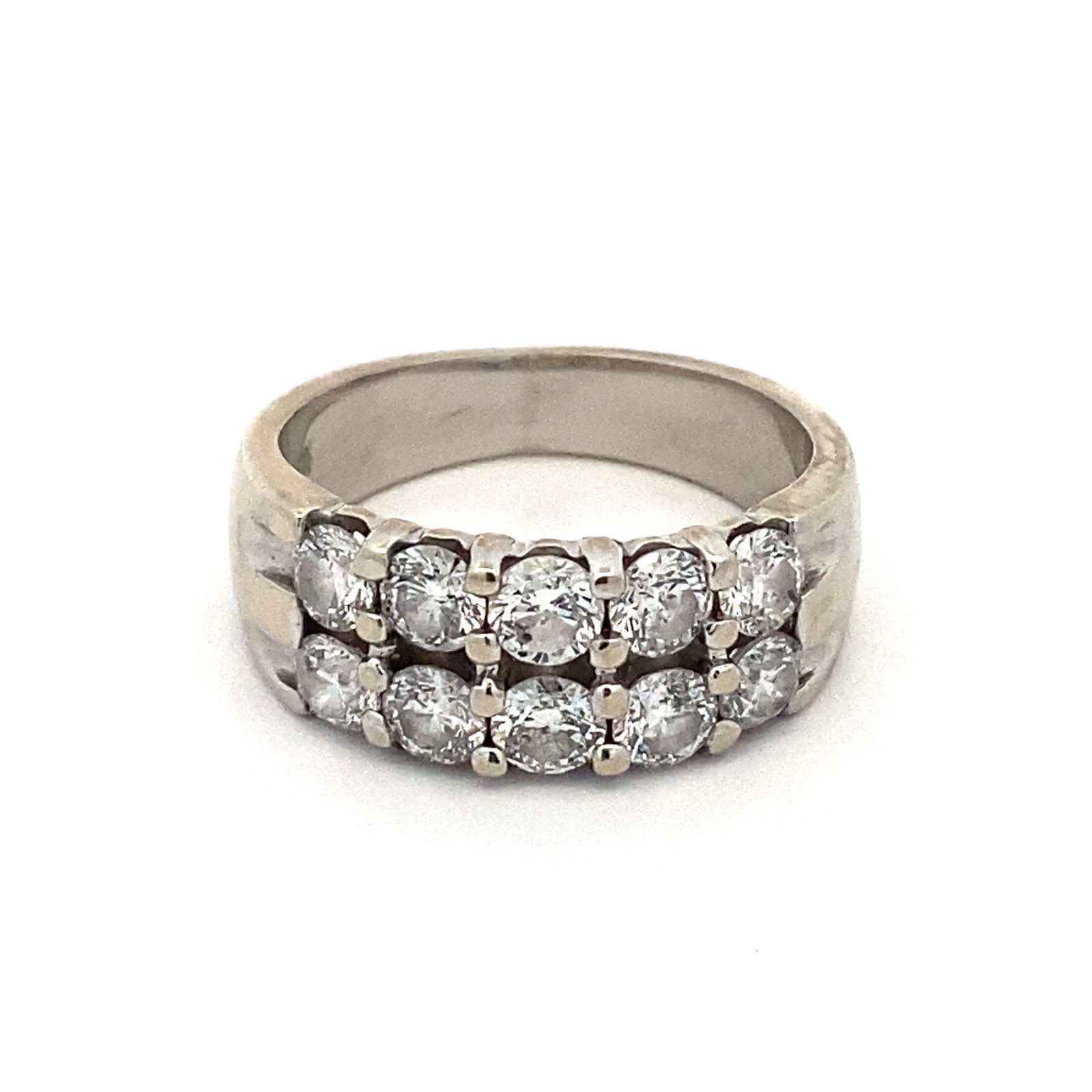 Two-Row Diamond Band Ring in 14K White Gold (1 of 7)