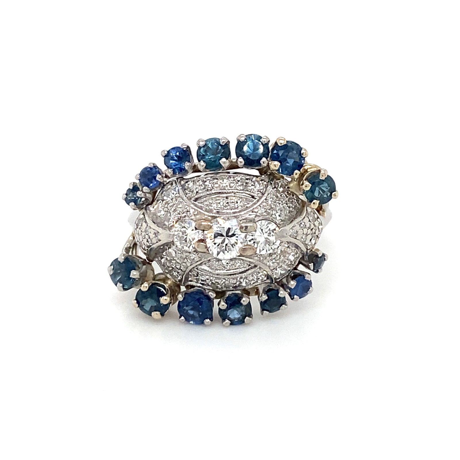 Estate Diamond and Sapphire Cocktail Ring in Platinum (1 of 6)