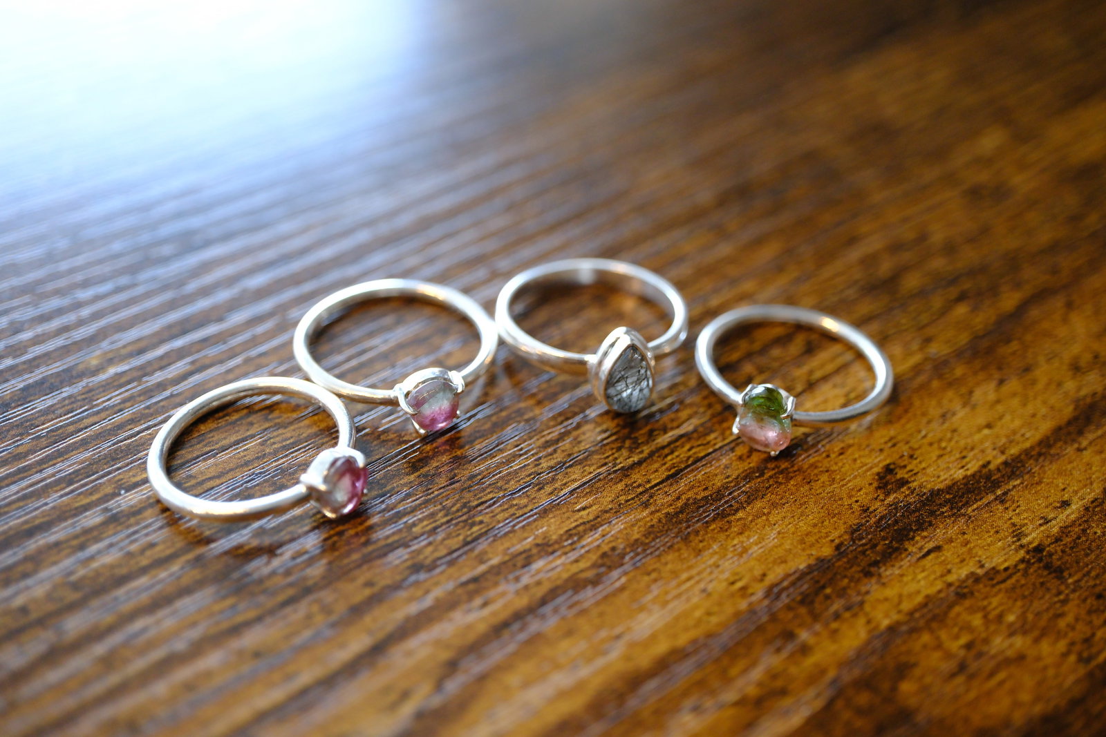 Lot of Four Gemstones Rings in Sterling Silver (1 of 5)