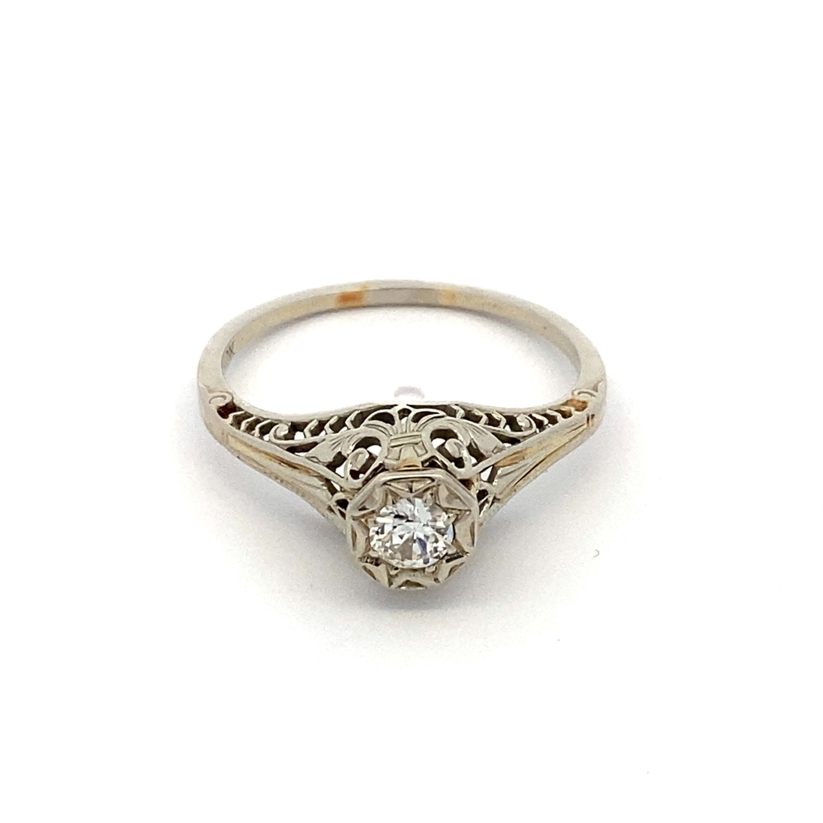 Old European Cut Diamond Ring in 18K White Gold (1 of 6)