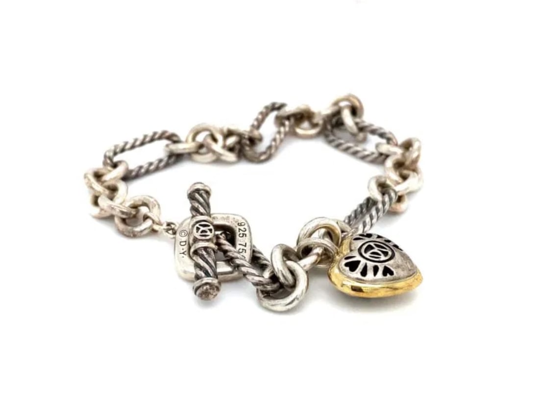 David Yurman Bracelet with Heart Charm Sterling Silver (1 of 3)