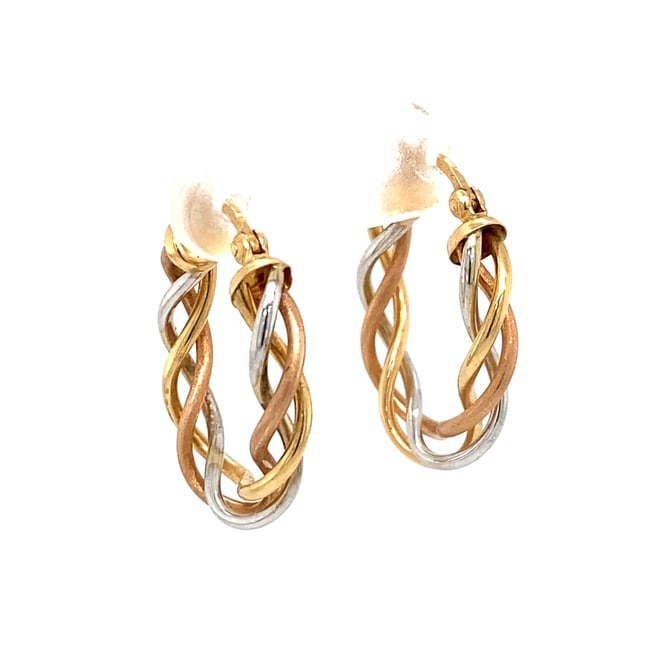 Twist Hoop Earrings in 14K Tricolor Gold (1 of 8)