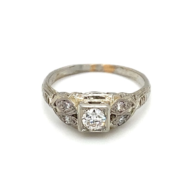 Cica 1920s Diamond Engagement Ring in 18K White Gold (1 of 8)