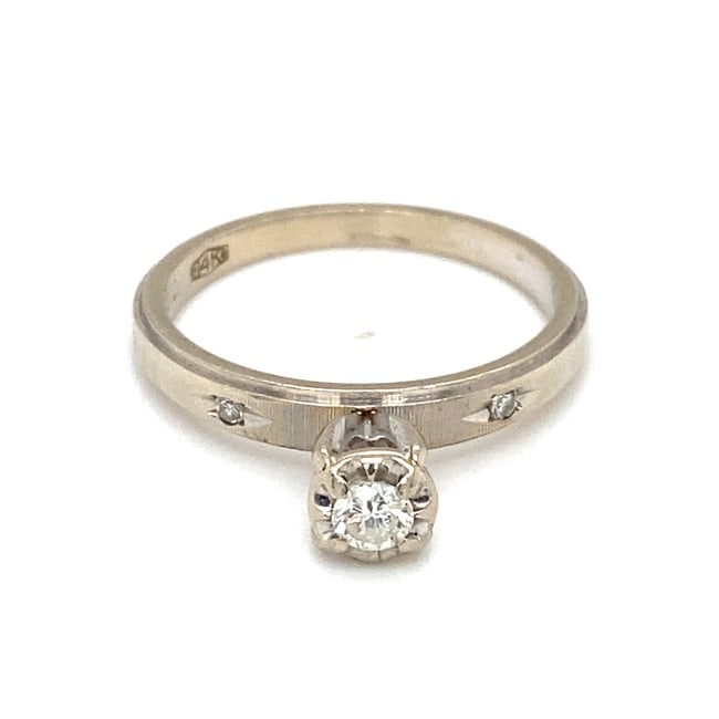 Vintage Solitaire Diamond Engagement Ring in 14K White Gold (1 of 8)