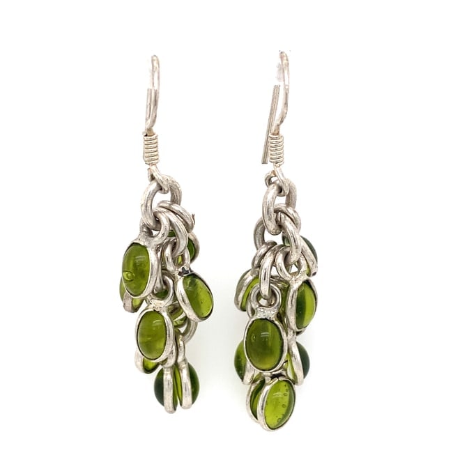 Sterling Silver Green Glass Dangle Earrings (1 of 7)