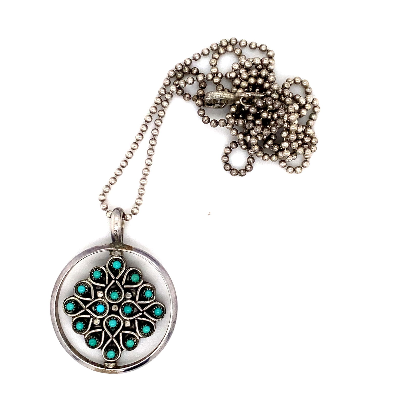 Zuni Turquoise and Coral Reversible Pendant (1 of 5)