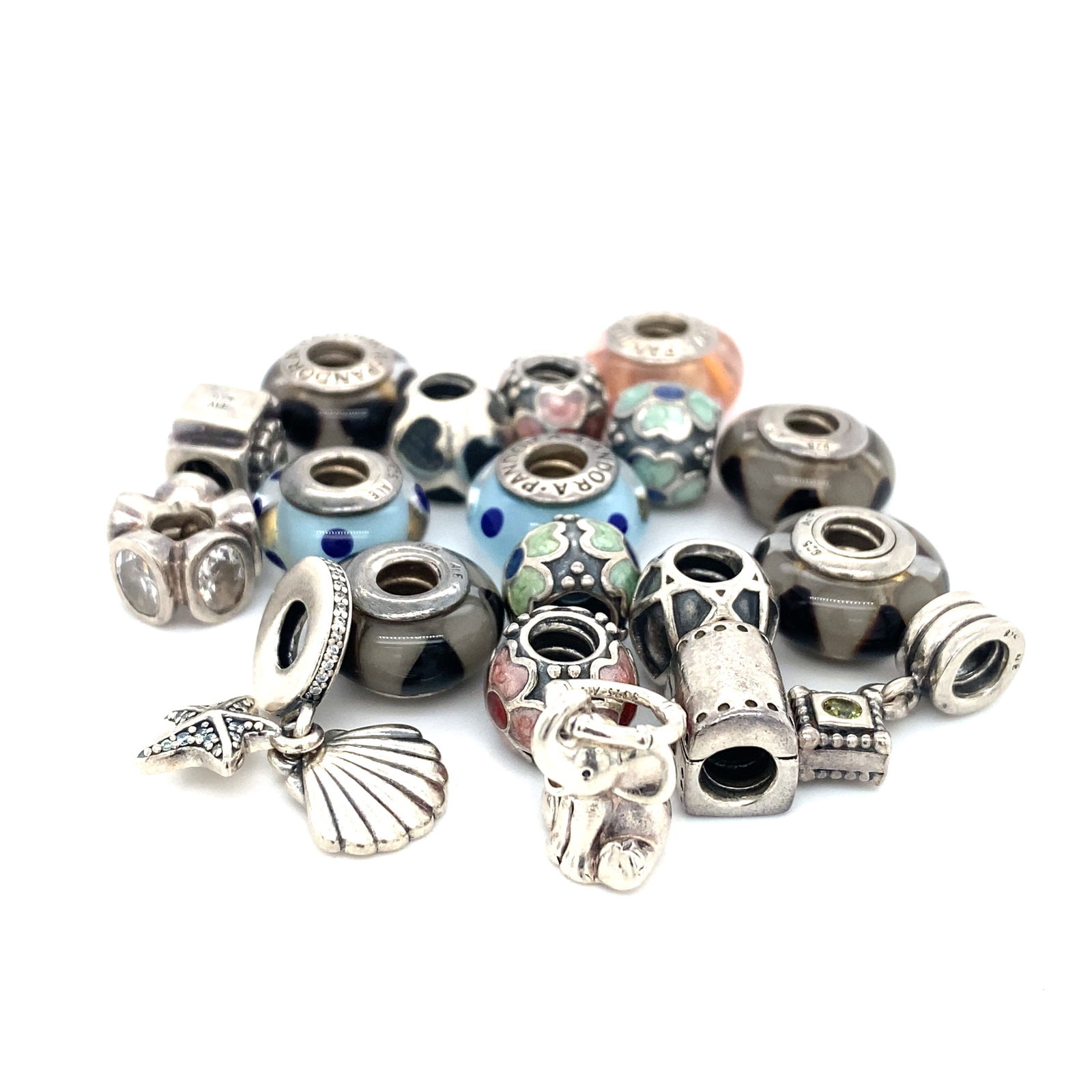 Lot of 14 Sterling Silver Pandora Charms (1 of 6)