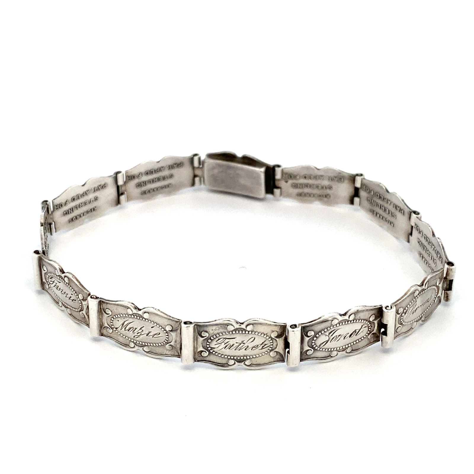Circa 1915 Richards Sterling Silver Forget-Me-Not Name Bracelet (1 of 5)