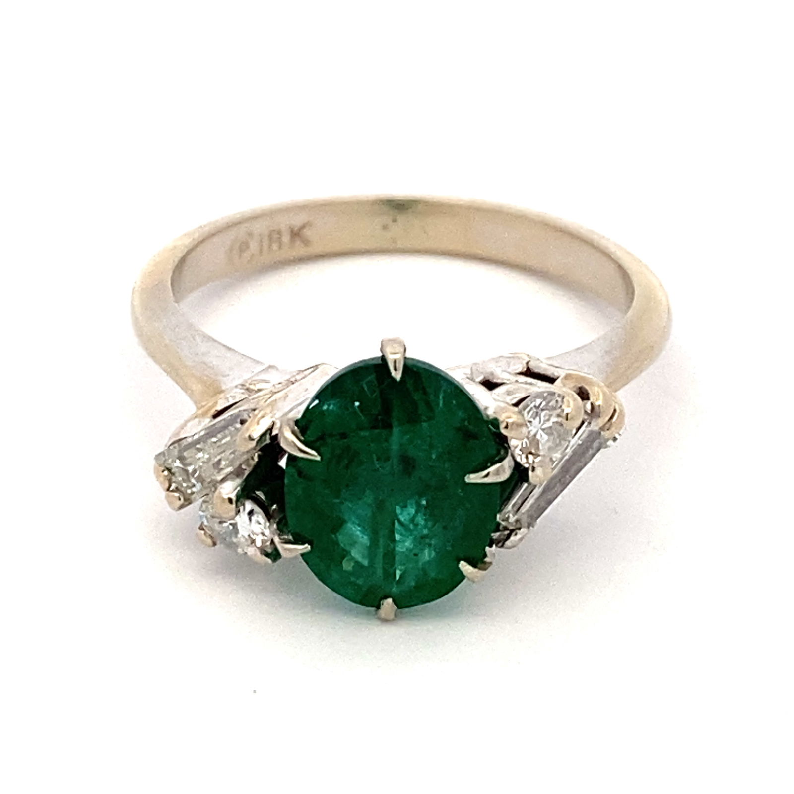 2.0ct Oval Emerald Ring, 18K White Gold (1 of 6)