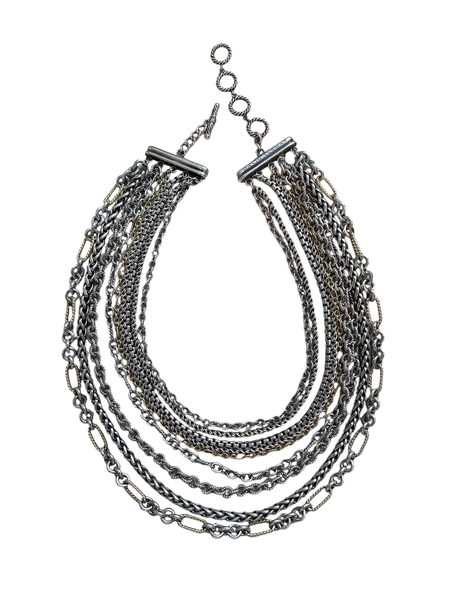 Exceptional David Yurman 18k Yellow Gold & 925 Sterling Silver Multi-Strand Statement Necklace (1 of 5)