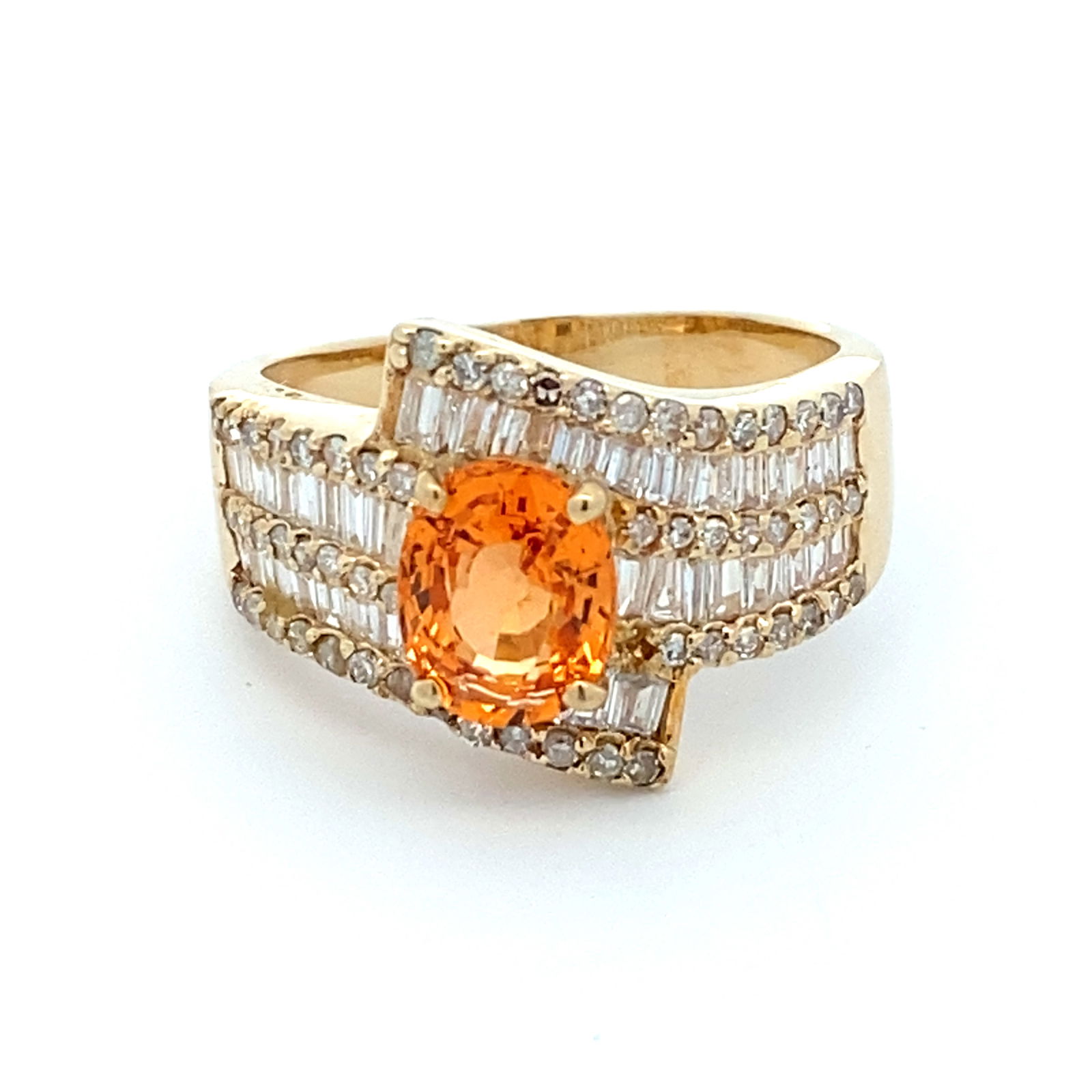 Mandarin Garnet and Diamond Ring, 14K Gold (1 of 4)