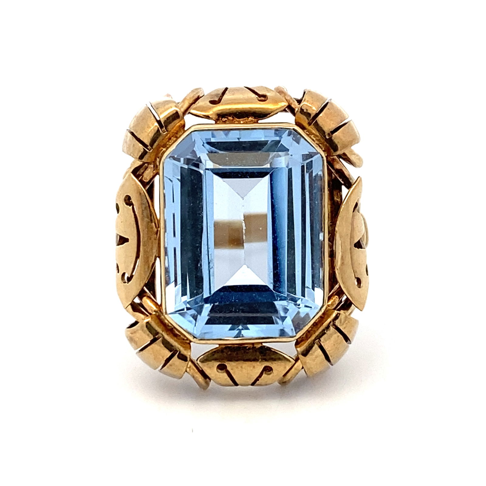 Emerald Cut Blue Topaz Ring in 14K Yellow Gold (1 of 6)