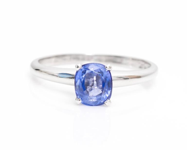 1970s Platinum Cushion or Oval Sapphire Ring (1 of 4)