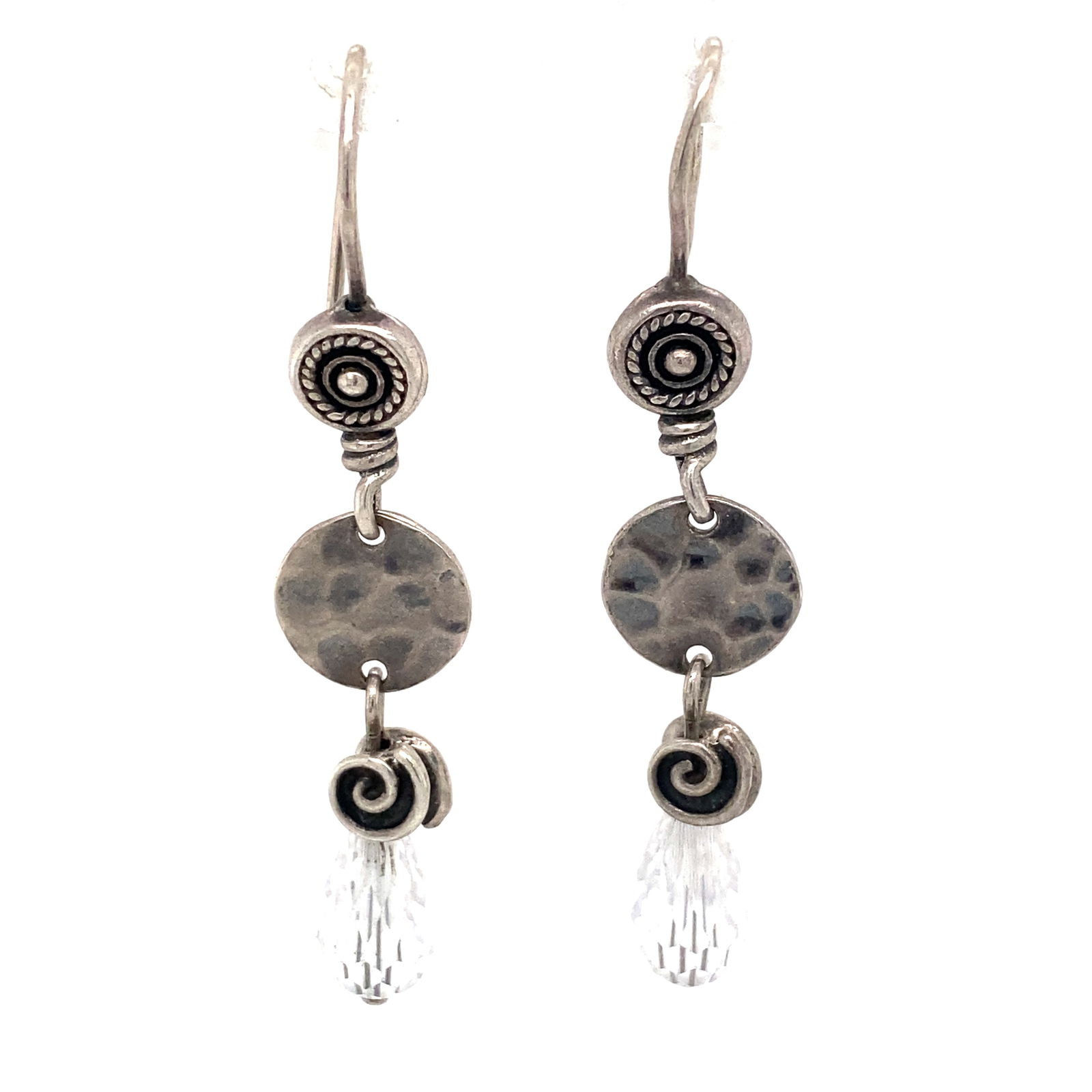 Vintage Hammered Earrings Made in Israel in Sterling Silver (1 of 7)