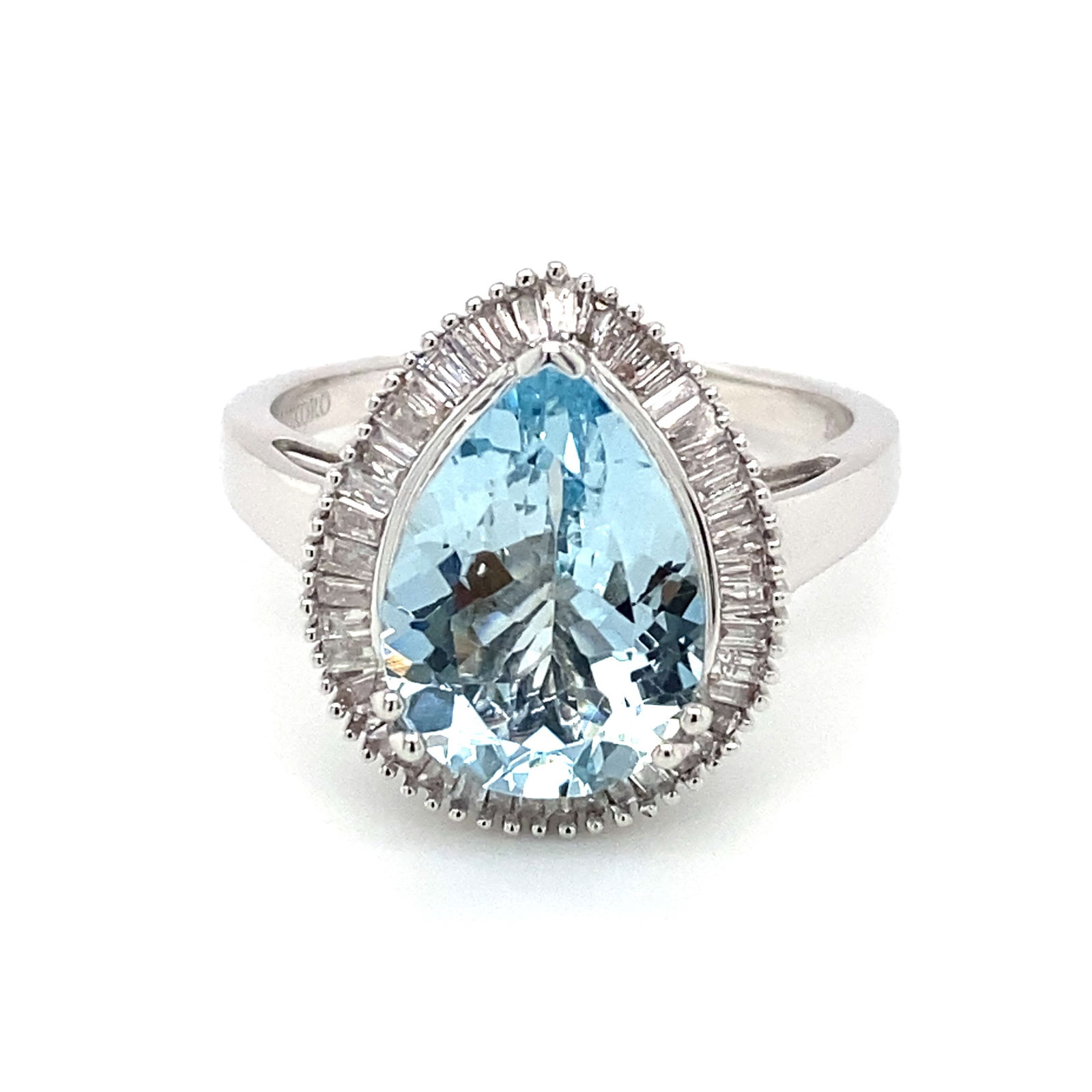Designer Aquamarine and Diamond Ring in 14K White Gold (1 of 8)