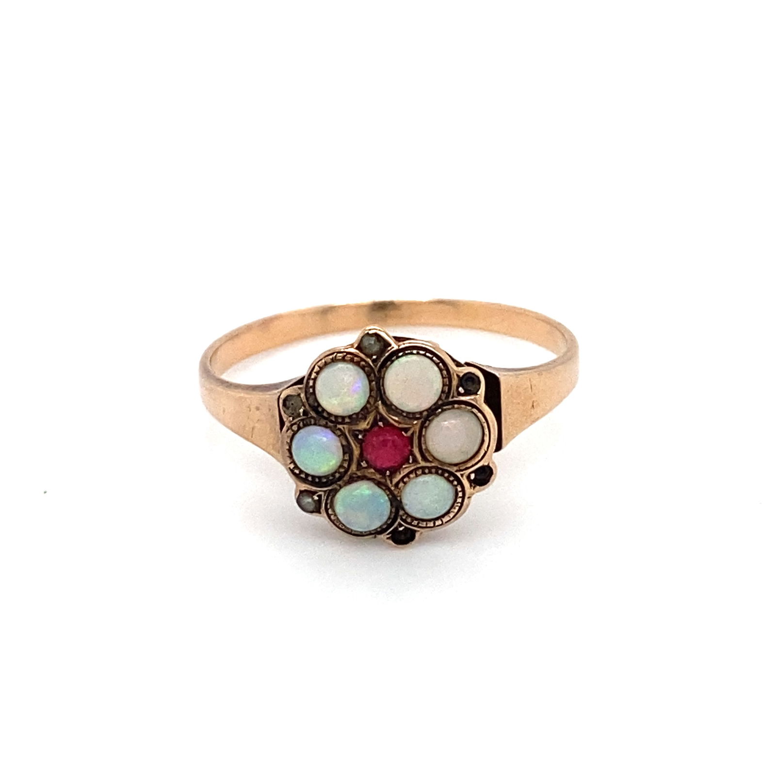 Antique Opal and Ruby Ring in 10K Yellow Gold (1 of 8)