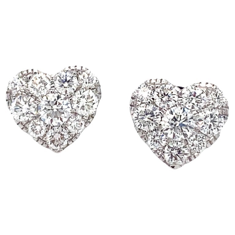1.20 Carat Total Diamond Heart Earrings in 14 Karat White Gold (1 of 5)