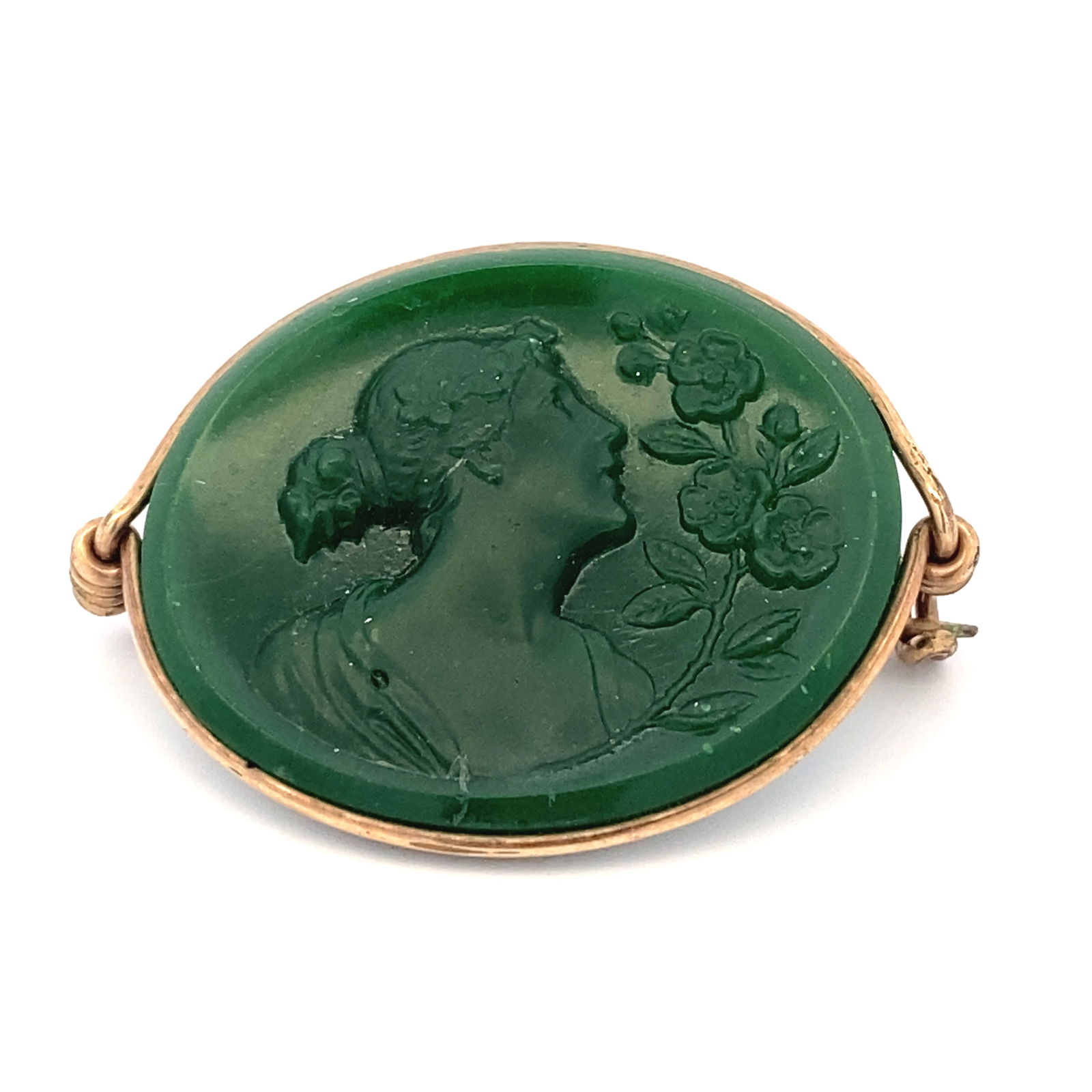 Gold Tone Cameo Brooch: Metal type: Gold Tone, Design: Cameo brooch, Measure: 1.5" x 1", Weight: 6.64 grams
