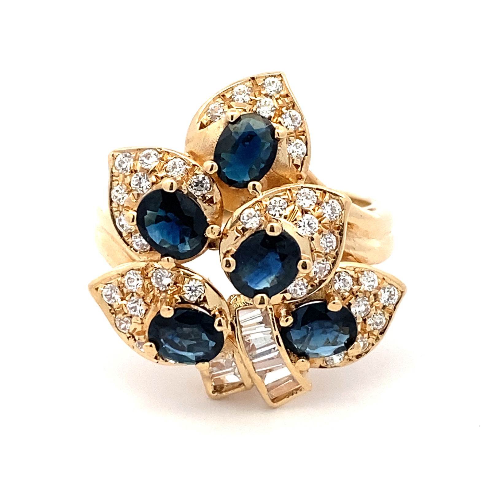 Sapphire and Diamond Cluster Ring in 14K Yellow Gold (1 of 6)
