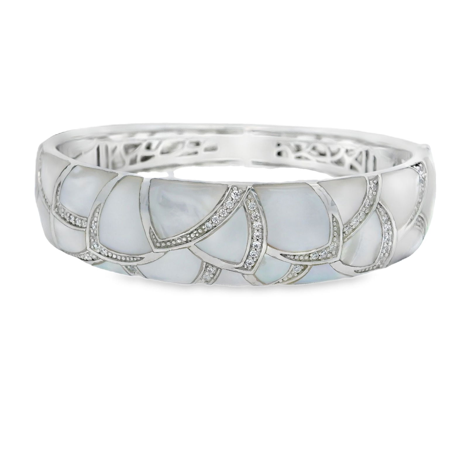 Belle Etoile "Sirena" Mother of Pearl Hinged Bangle (1 of 7)