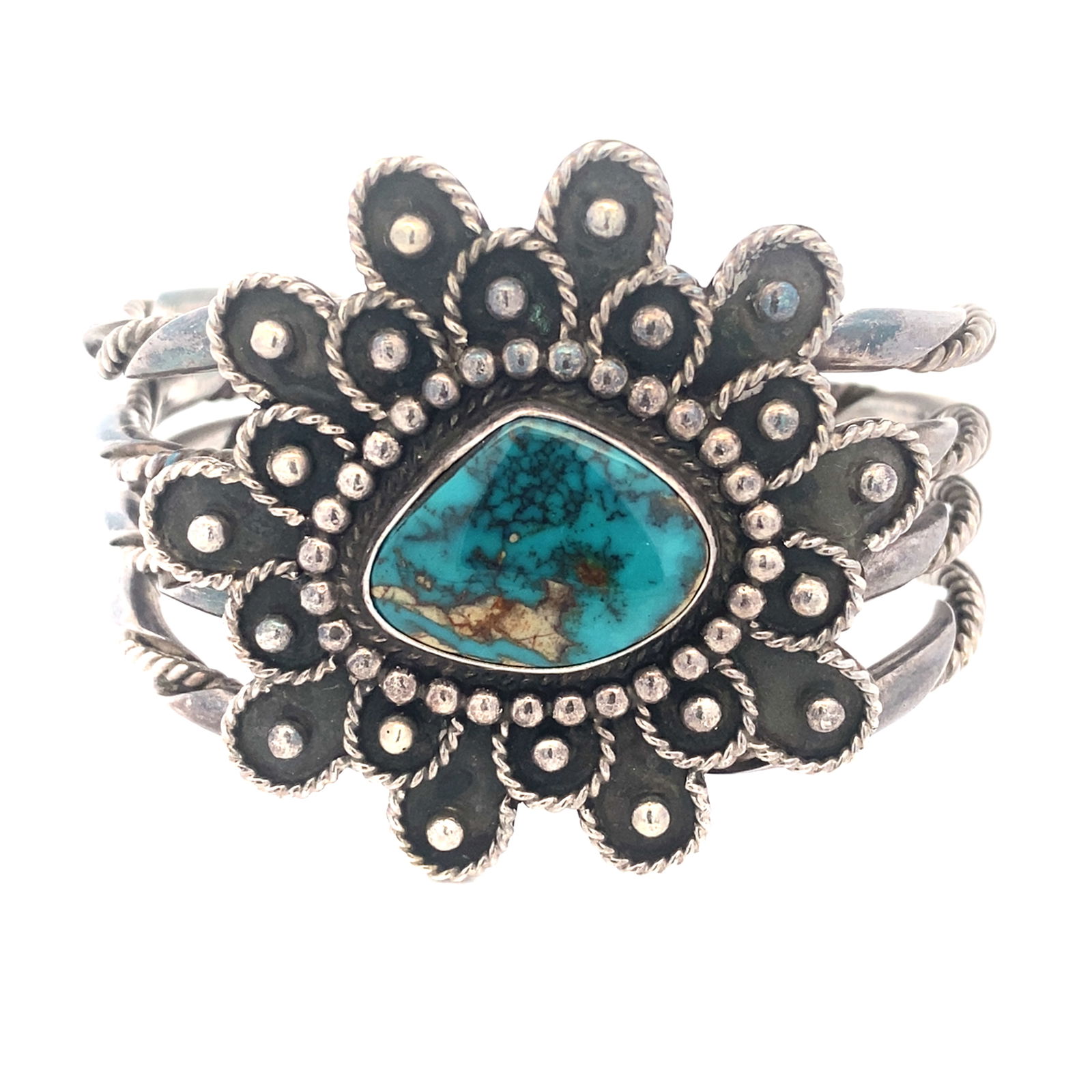 Navajo Sterling Silver Turquoise Cuff Bracelet (1 of 4)