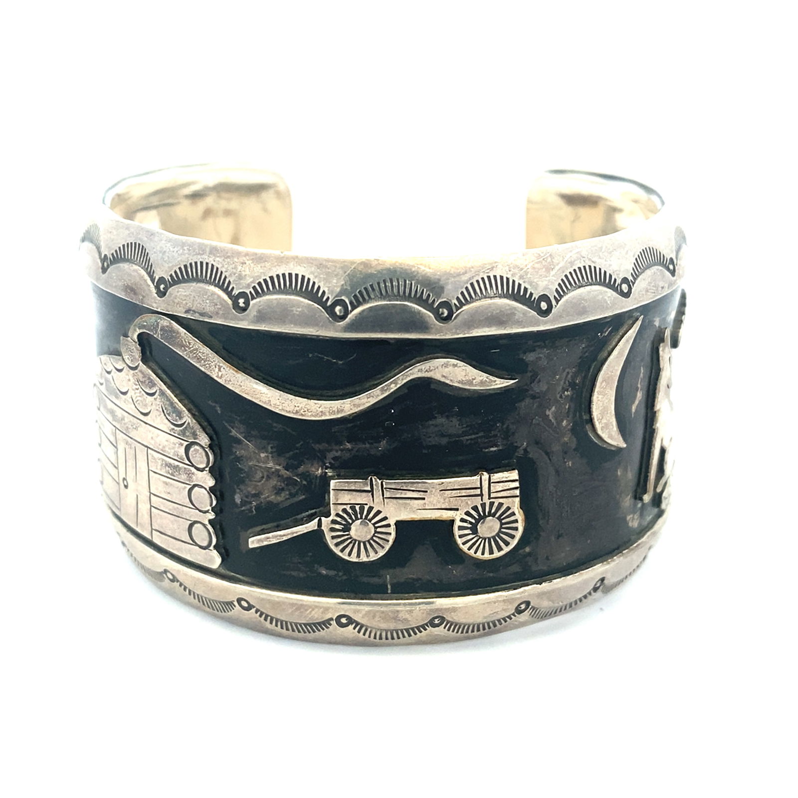 Vintage Native American Southwestern Cuff Bracelet in Sterling Silver (1 of 5)