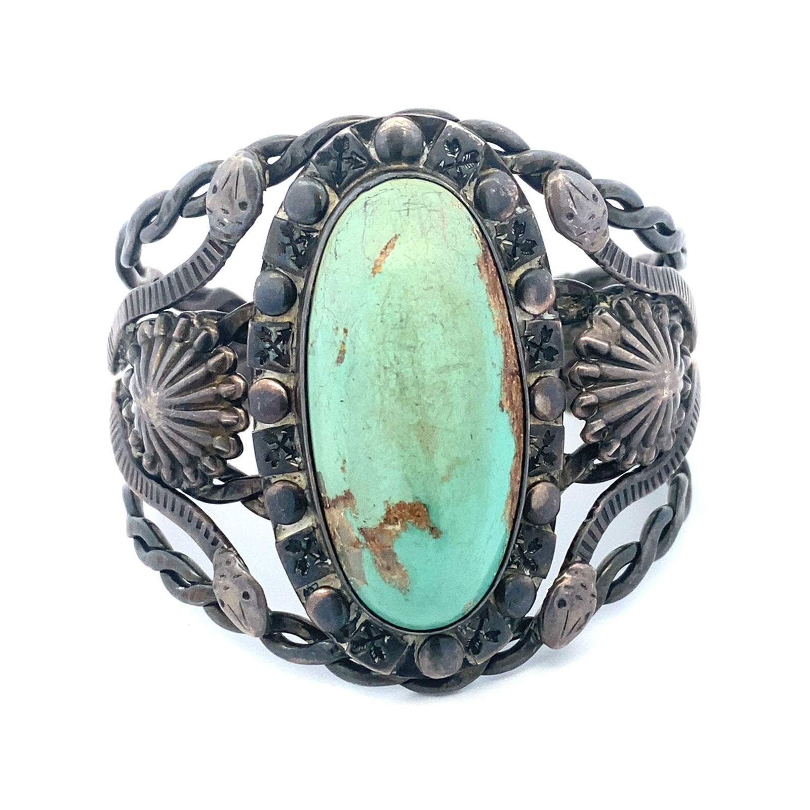 Style of Effie Calavaza Turquoise Snake Cuff Bracelet in Sterling Silver (1 of 3)
