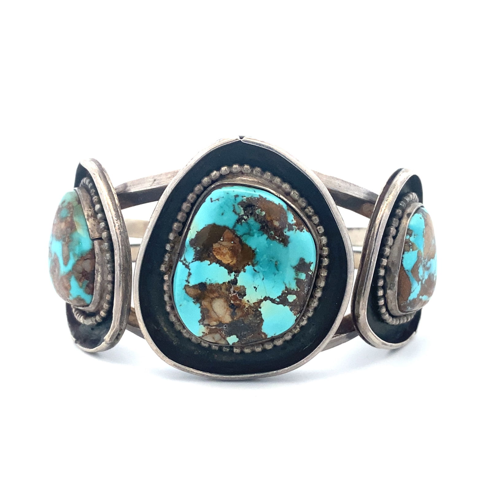 Vintage Native American Turquoise Cuff Bracelet in Sterling Silver (1 of 3)