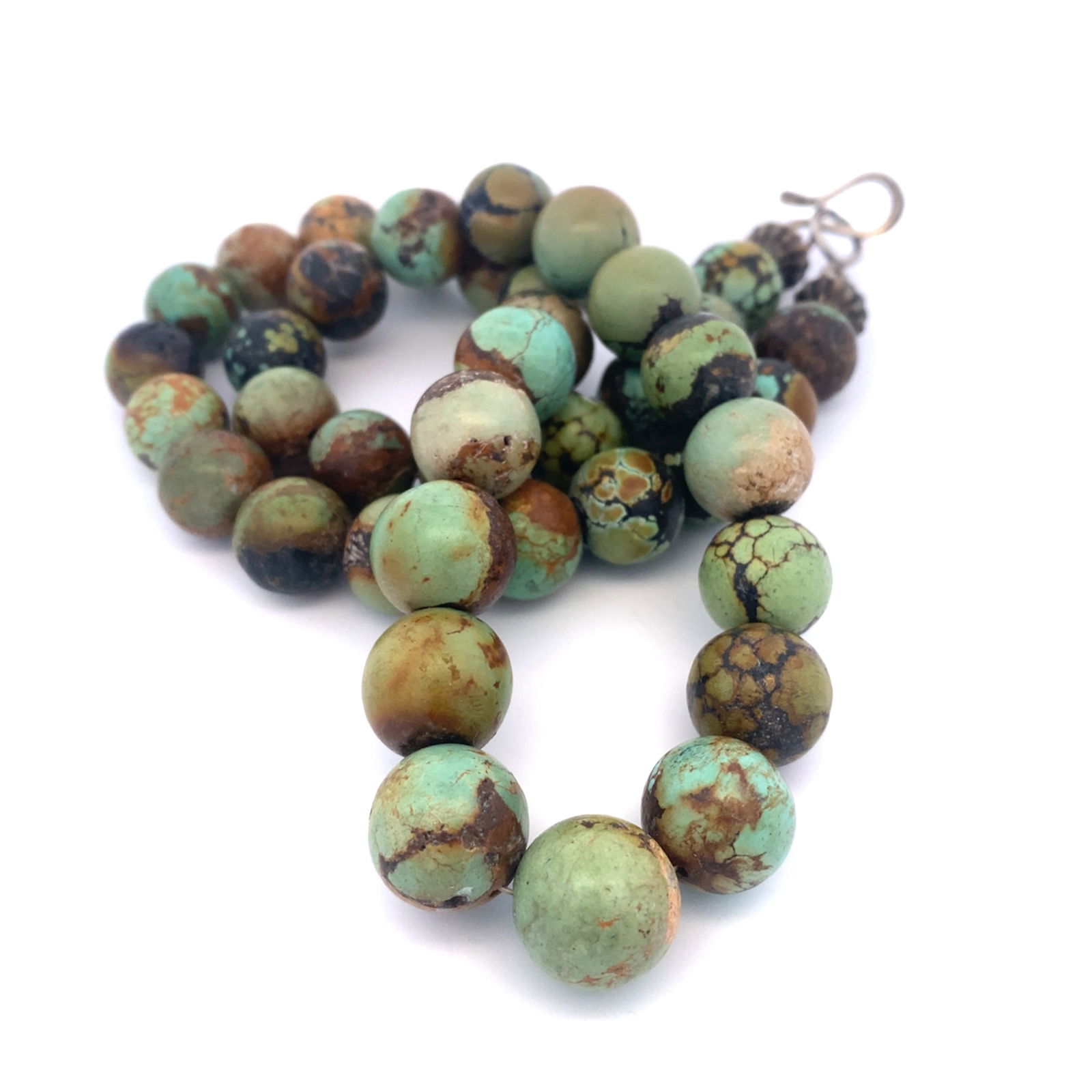 Native American Beaded Turquoise Strand Becklace in Sterling Silver (1 of 3)