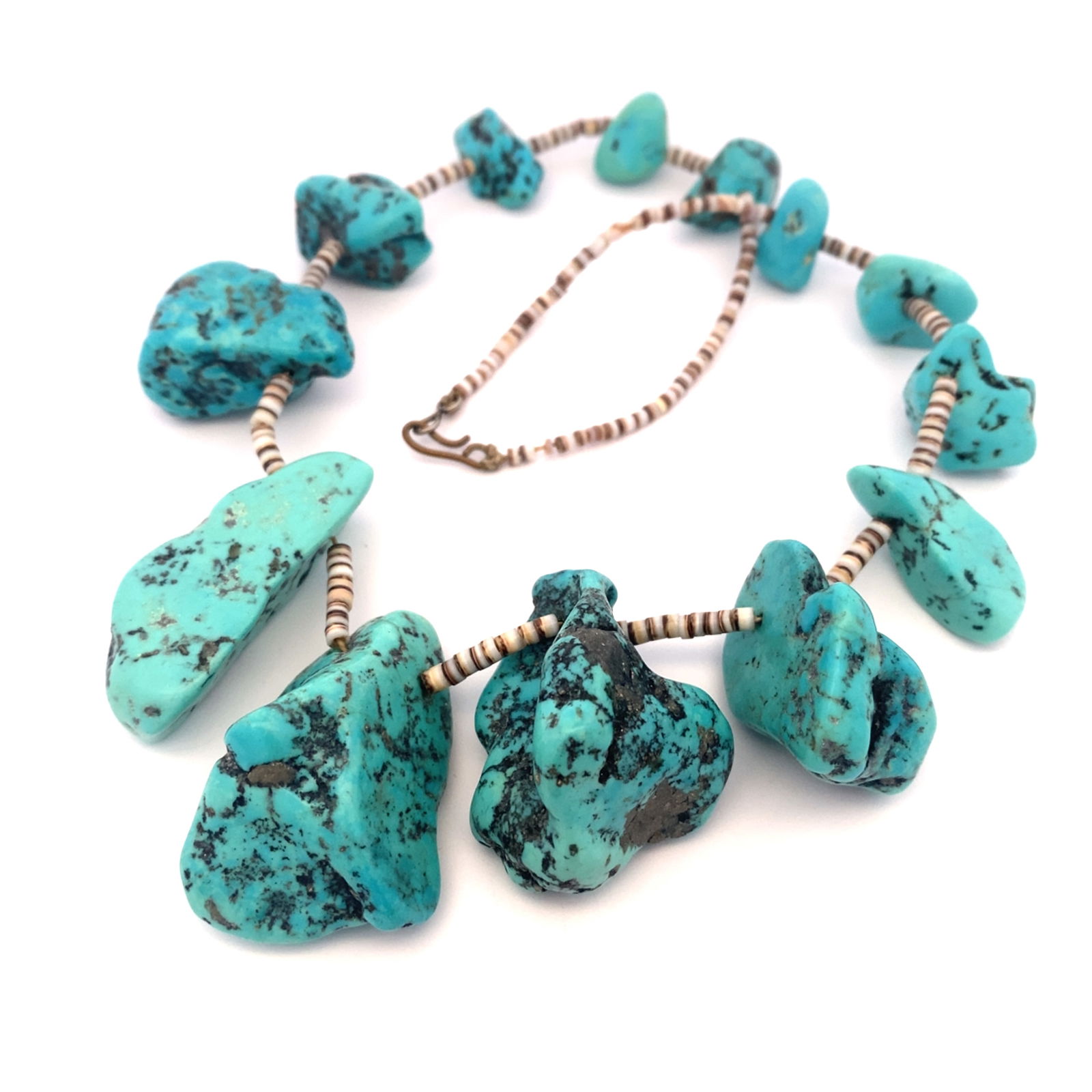 Vintage Native American Turquoise and Shell Graduated Necklace (1 of 3)