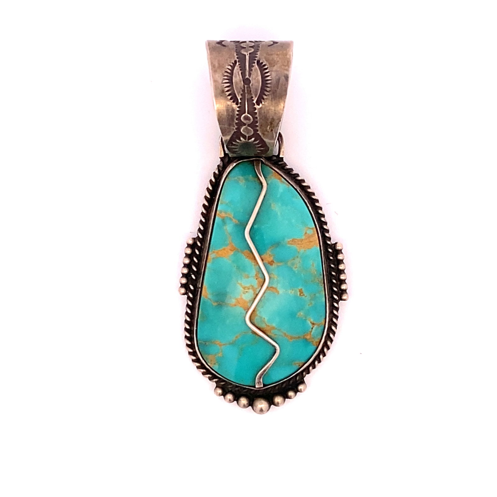 Fritzen Toledo Navajo Turquoise Pendant in Sterling Silver (1 of 4)