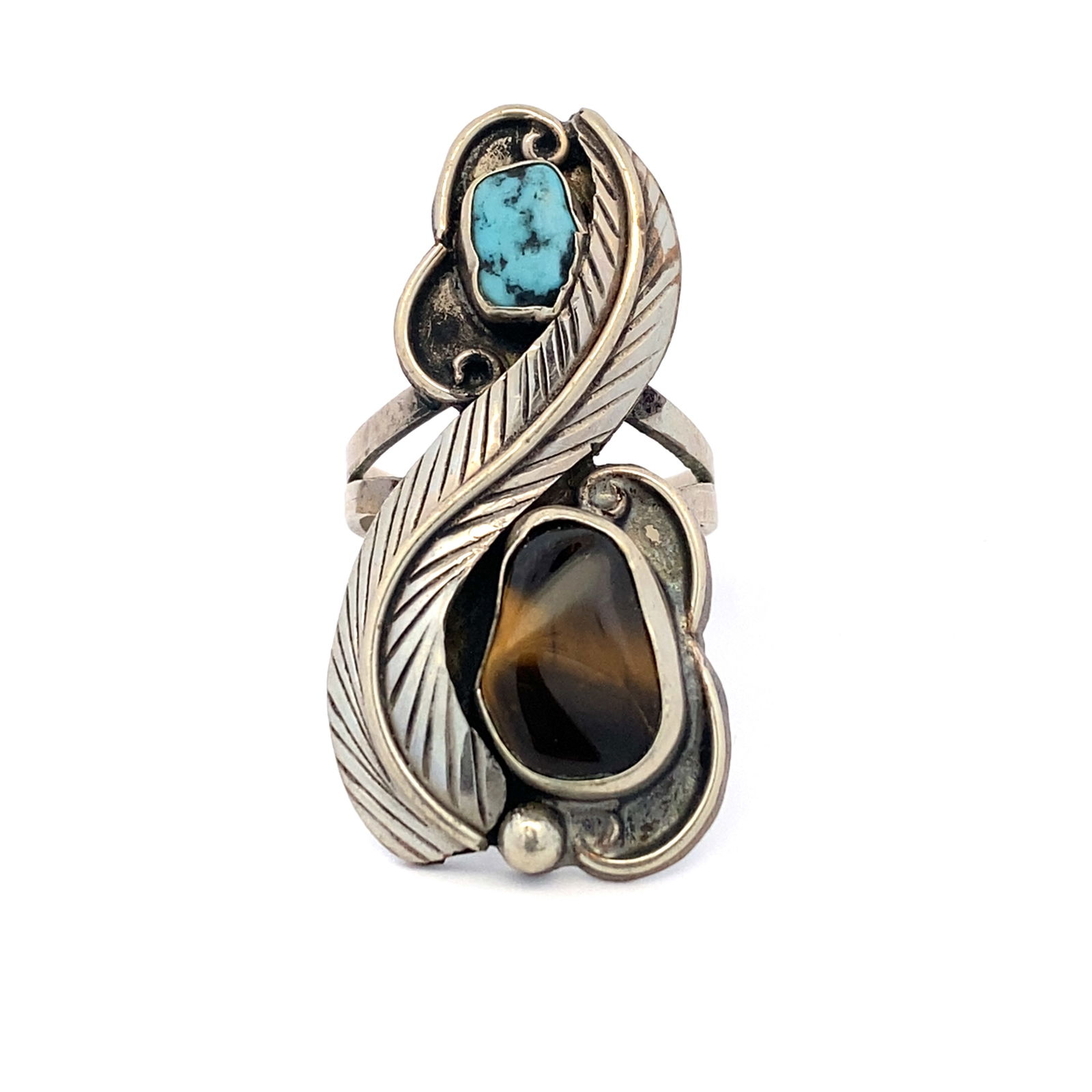 Tiger's Eye and Turquoise Ring, Sterling Silver (1 of 5)