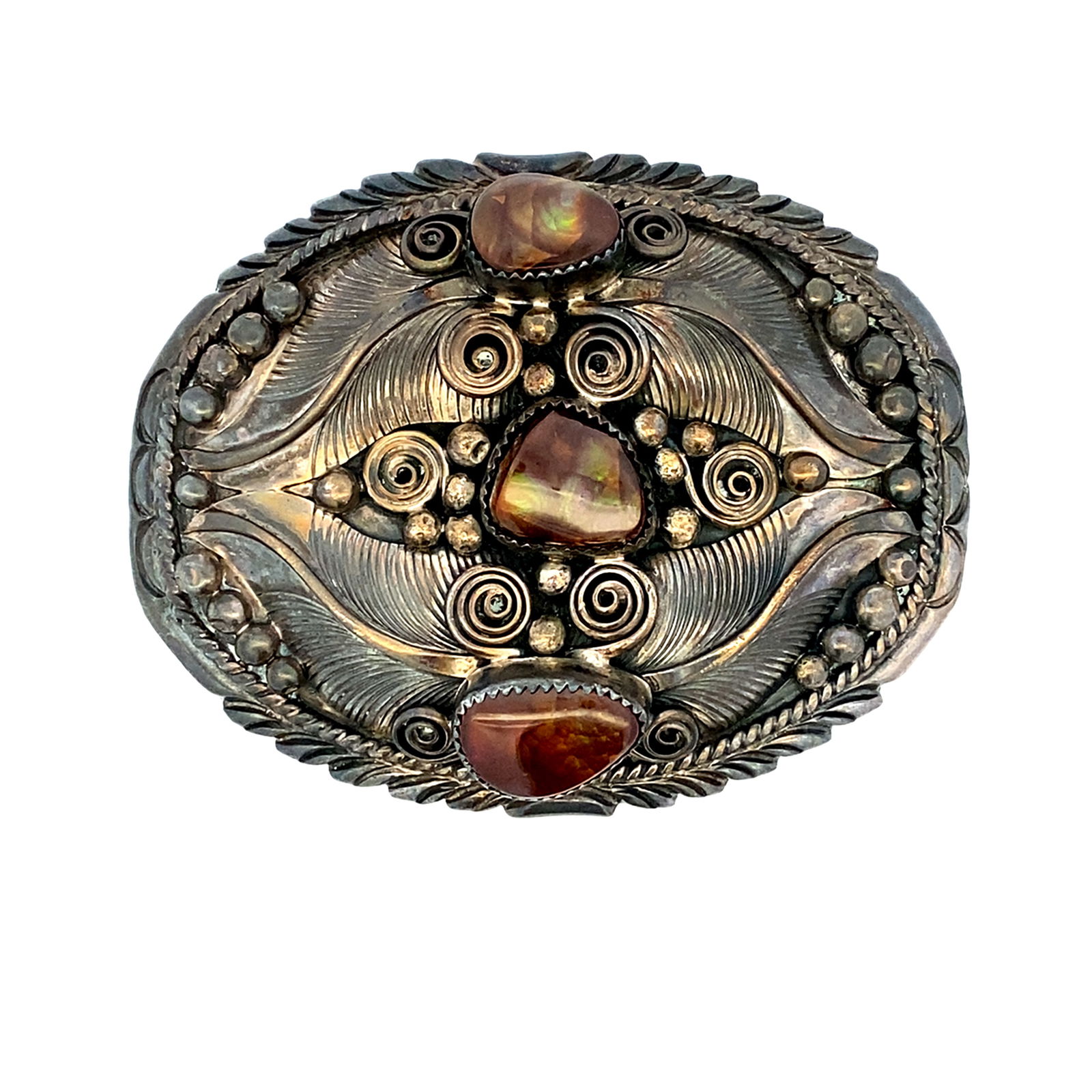 D. Gordon Fire Agate Sterling Silver Belt Buckle (1 of 3)