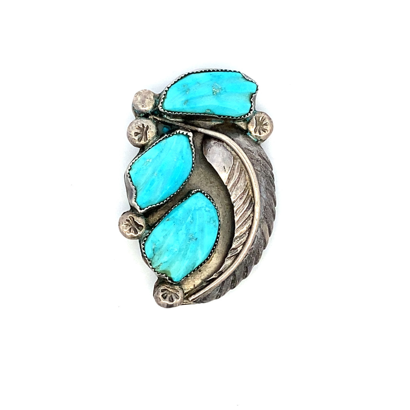 Felicita Eustace Native American Turquoise Feather Brooch (1 of 3)