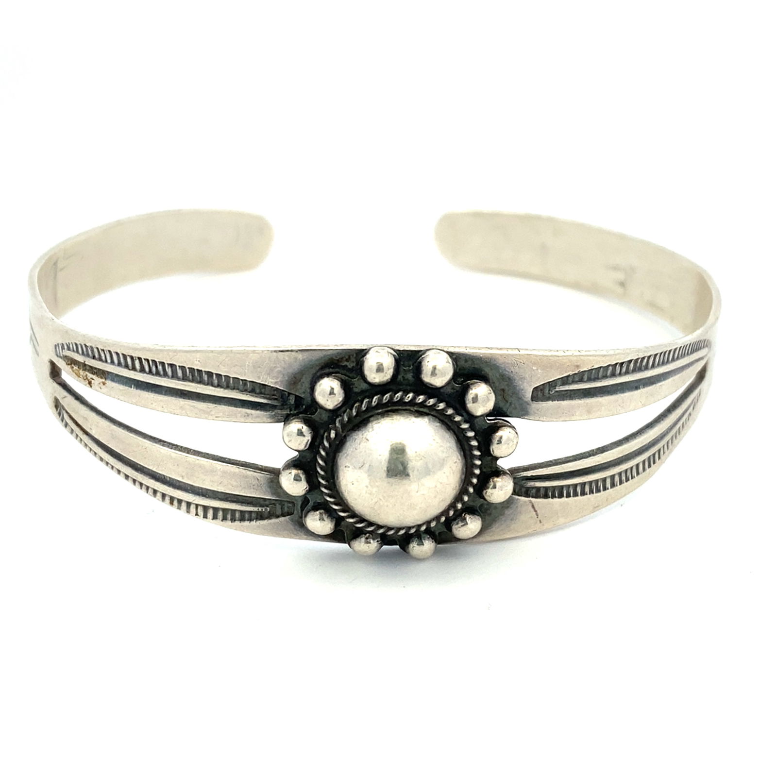 Vintage Native American Fred Harvey Era Cuff Bracelet in Sterling Silver (1 of 4)