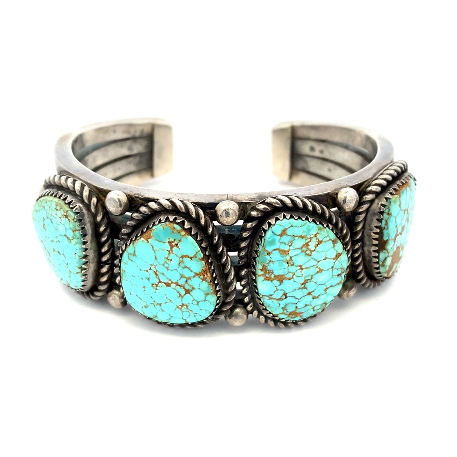 Native American Navajo Turquoise Cuff Bracelet in Sterling Silver (1 of 4)