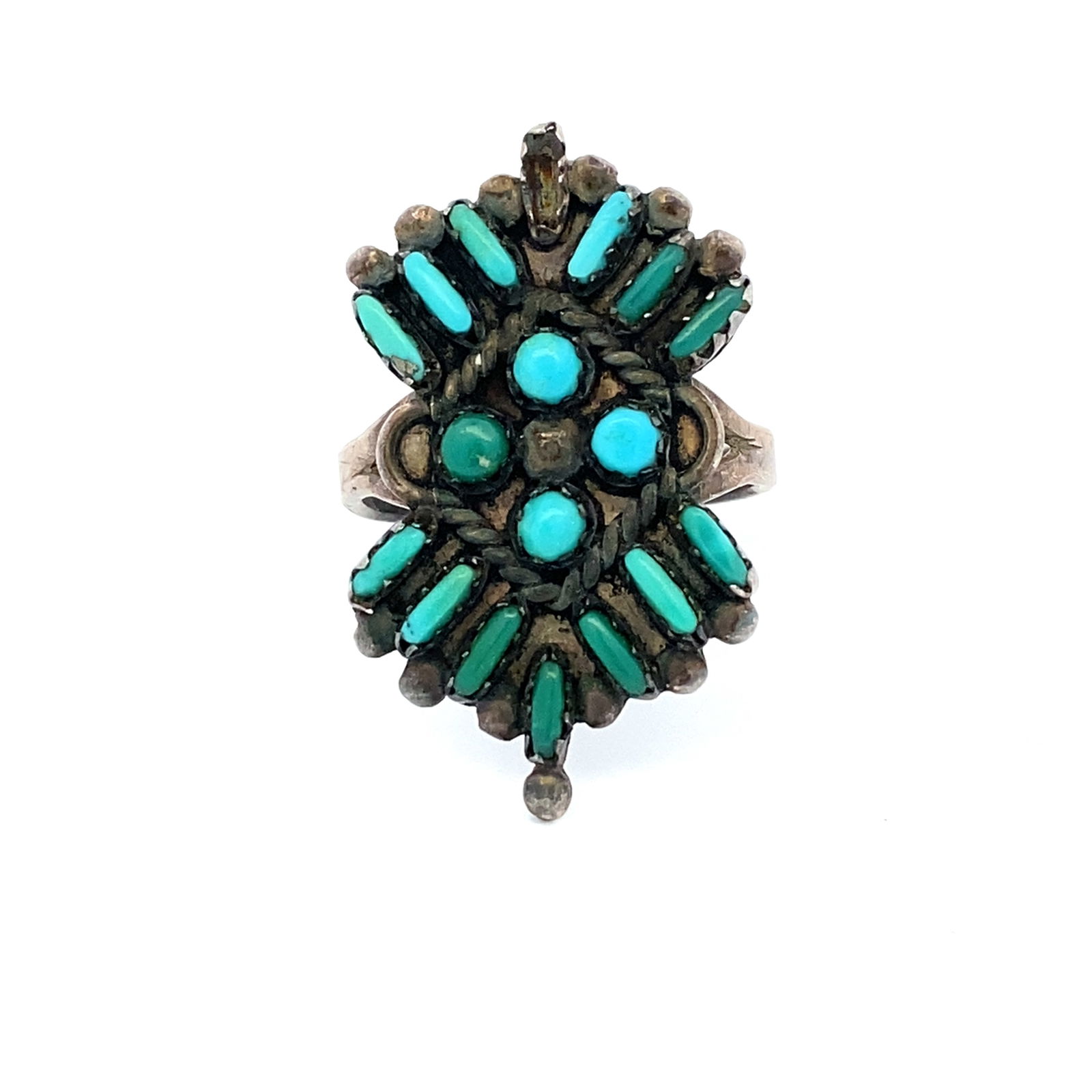 Vintage Native American Petit Point Turquoise Ring in Sterling Silver (1 of 5)