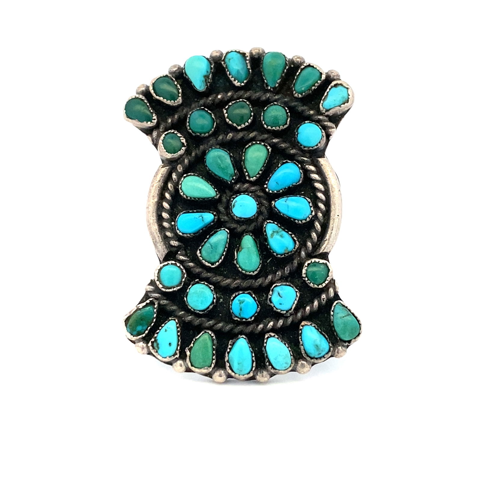 Vintage Native American Petit Point Turquoise Ring in Sterling Silver (1 of 5)