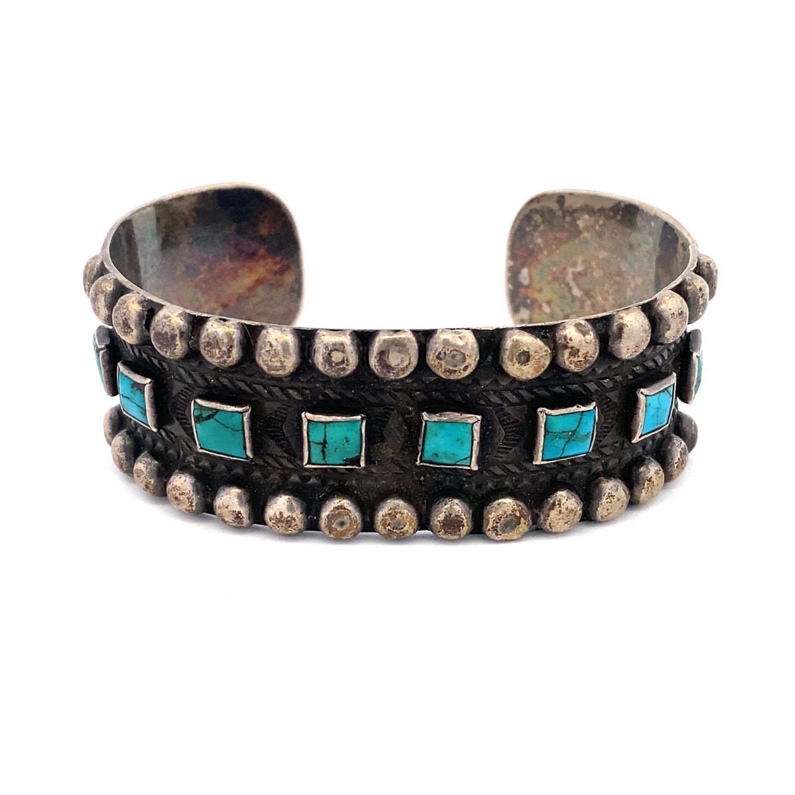 Rare Vintage Native American Turquoise Cuff Bracelet in Sterling Silver (1 of 4)