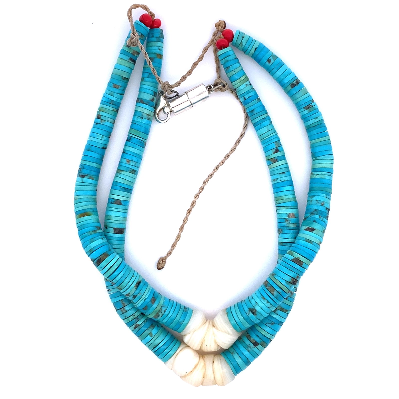 Turquoise and Shell Beaded Necklace (1 of 3)
