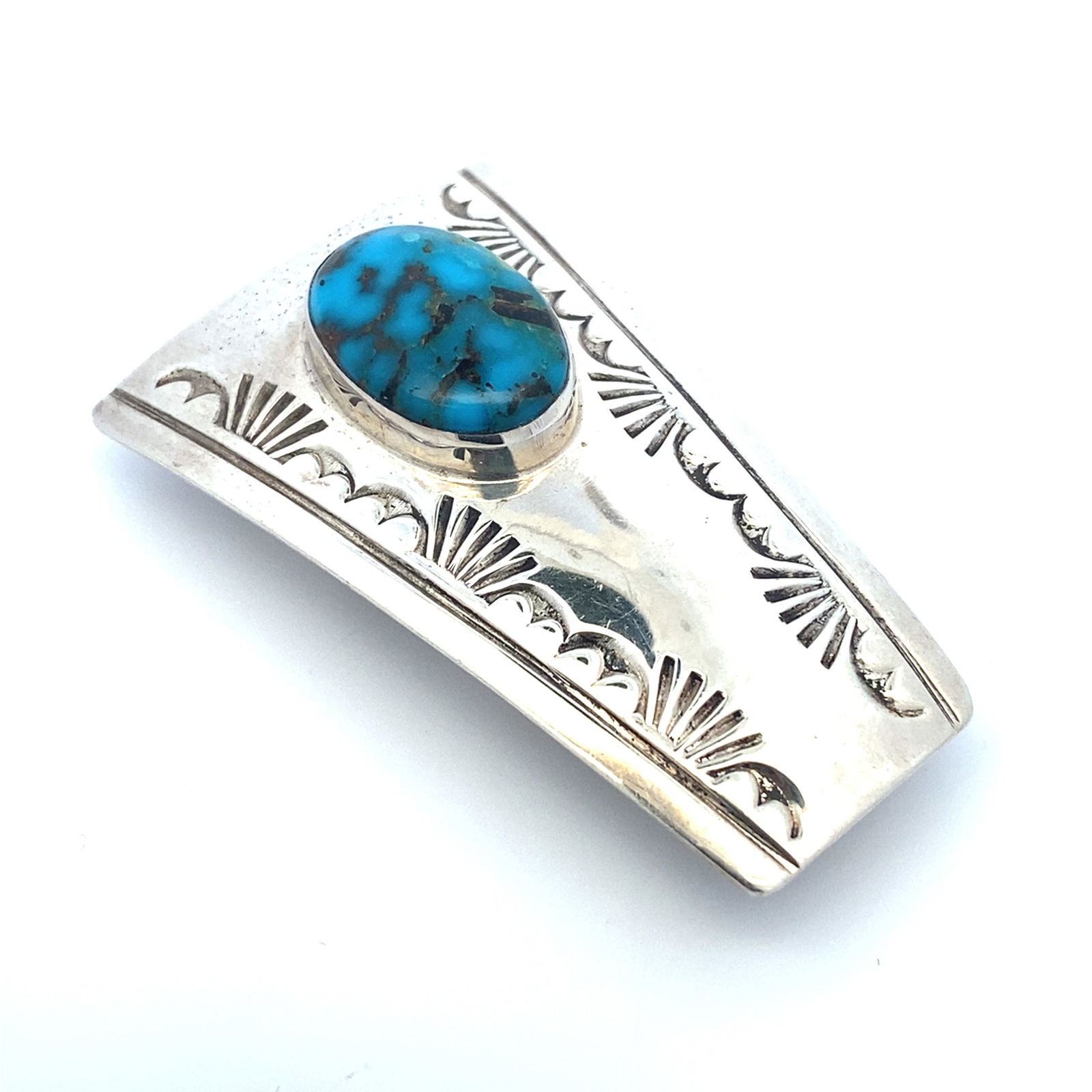 MO-KA Native American Artisan Signed Turquoise Bolo Slide (1 of 3)