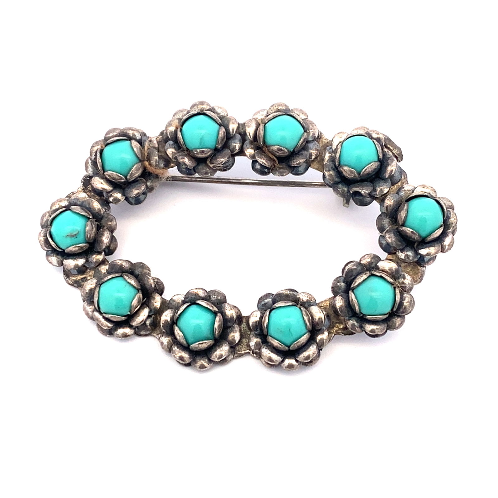 Turquoise Cabochon Brooch, Sterling Silver (1 of 3)